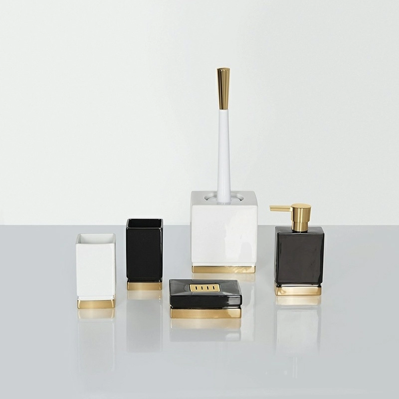 2 Ерш с подставкой Spirella Roma, черный с золотом фото 2