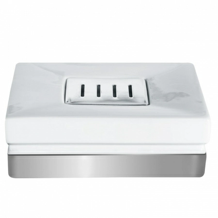 Полноразмерное изображение Мыльница Spirella Roma, цвет белый с серебряным фото 1